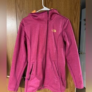 The North Face Haldee Raschel Hooded Fleece Zip Up Pink Orange Jacket Medium